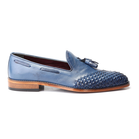 Woven Toe Tassel Loafer // Dark Blue