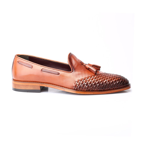 Woven Toe Tassel Loafer // Tobacco