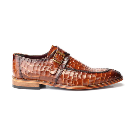 Croc Embossed Single Monk // Tobacco