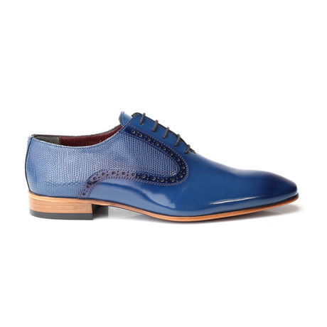 Scale Embossed Patent Brogue Oxford // Dark Blue