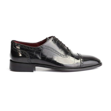 Croc Embossed Patent Oxford // Black