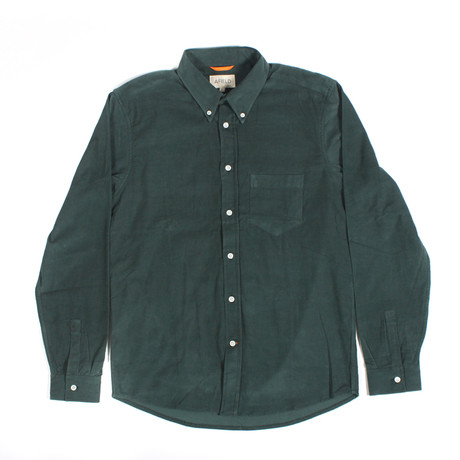 Field Long Sleeve Corduroy Shirt // Dark Green