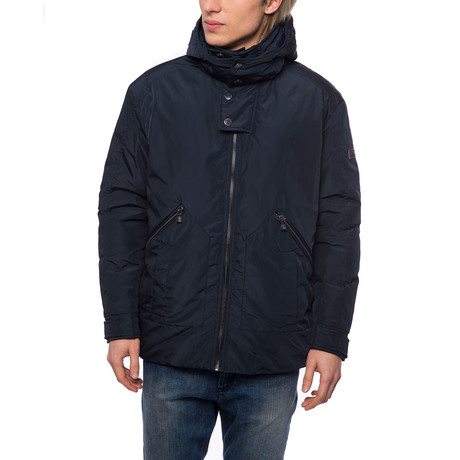 Hooded Nylon Coat // Navy