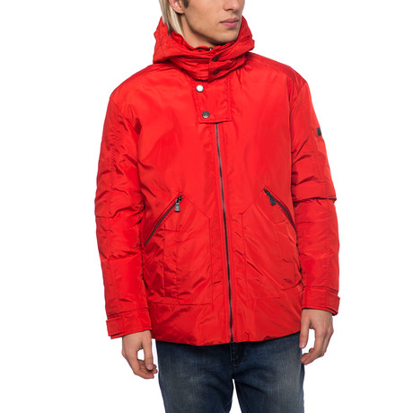 Hooded Nylon Coat // Red