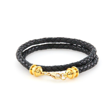 Leather Double Wrap // Gold + Black