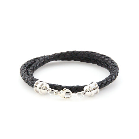 Leather Double Wrap // Silver + Black
