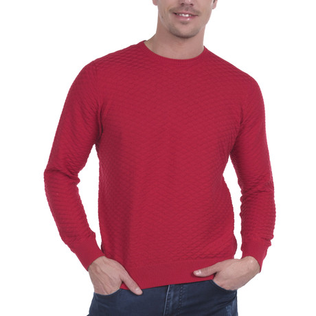 Camajuani Jaquard Round Neck Pullover // Red