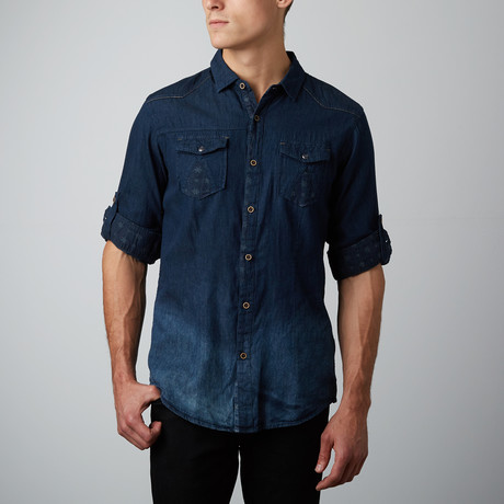 Western Tailored Slim Fit Denim Shirt // Blue