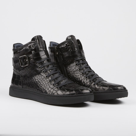 Sullivan Crocodile High-Top Sneaker // Black