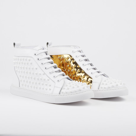 Zoo Studded High-Top Sneaker // White