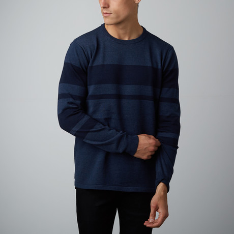 Hi Low Stripe Sweater // Blue