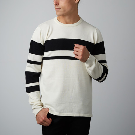Hi Low Stripe Sweater // White