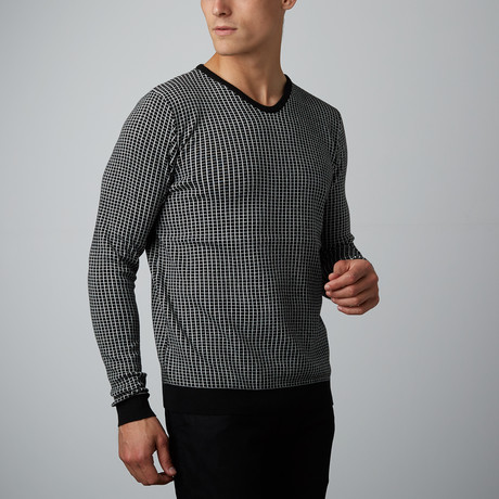 Grid Sweater // Black Cream