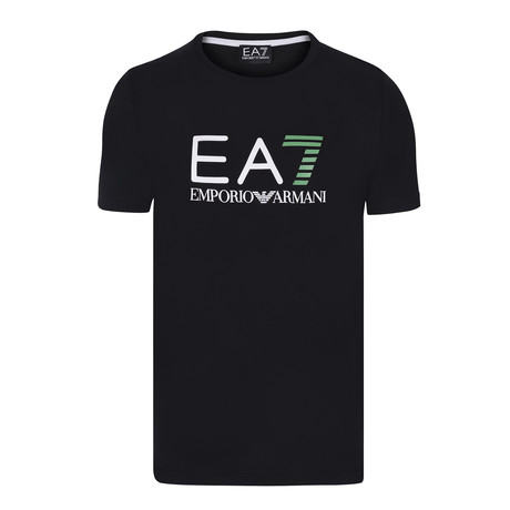 EA7 Linear Chest Logo Tee // Black + White + Green
