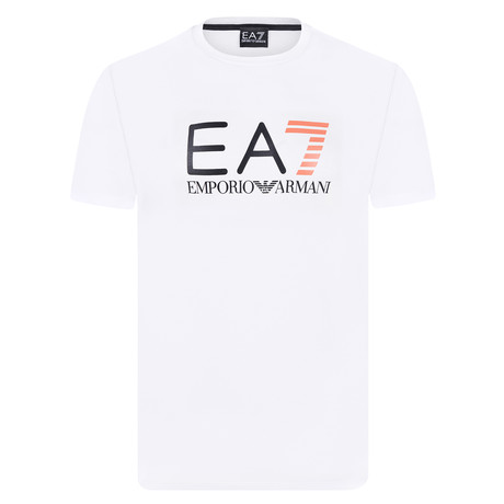 EA7 Linear Chest Logo Tee // White + Black + Orange