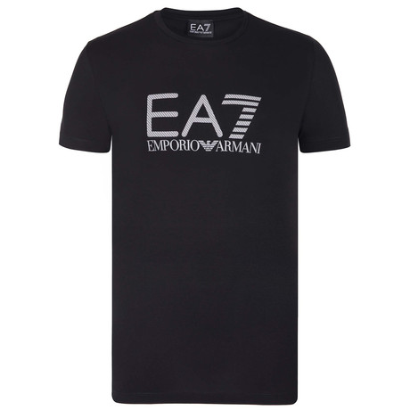 EA7 Linear Hatch Chest Logo Tee // Black + White