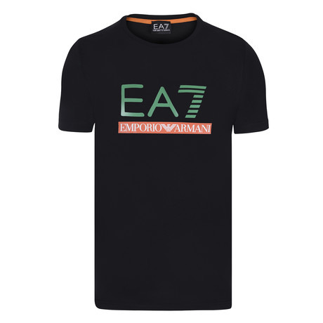 EA7 Linear Block Chest Logo Tee // Black + Green + Red