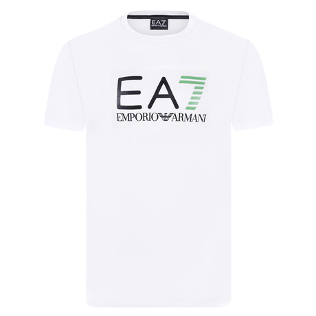 EA7 Linear Chest Logo Tee // White + Black + Green