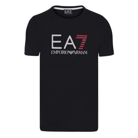 EA7 Linear Chest Logo Tee // Black + White + Red