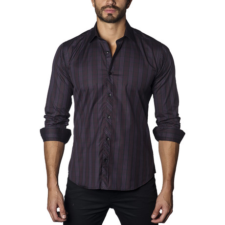 Plaid Long Sleeve Shirt // Plum