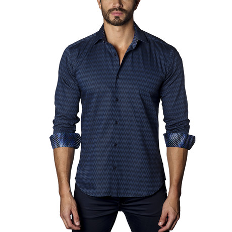 Chevron Long Sleeve Shirt // Navy