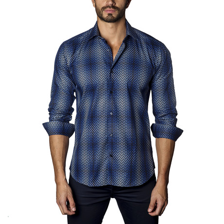 Geometric Long Sleeve Shirt // Blue