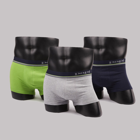 Solid Brazilian Trunks // Jasmine + Heather Grey + Navy // Pack of 3