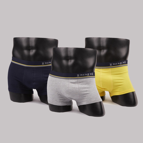 Solid Brazilian Trunks // Dandelion + Heather Grey + Navy // Pack of 3