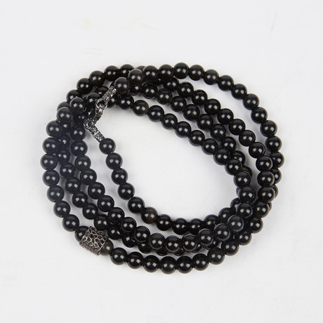 Healing Stone 2-In-1 Necklace + Wrap Bracelet // Black Obsidian