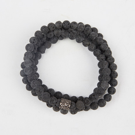 Healing Stone 2-In-1 Necklace + Wrap Bracelet // Lava Rock