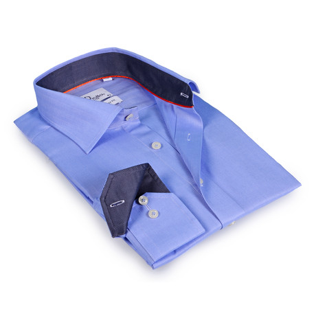 Gaskin Button-Up Shirt // Light Blue + Charcoal