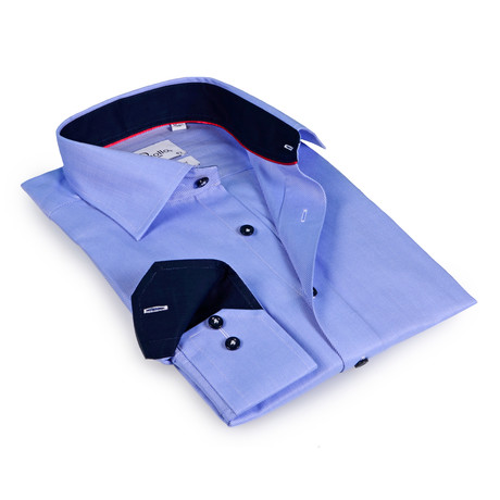 Austin Button-Up Shirt // Light Blue + Navy