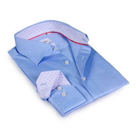 Galvin Button-Up Shirt W/ Micro Floral Trims // Light Blue
