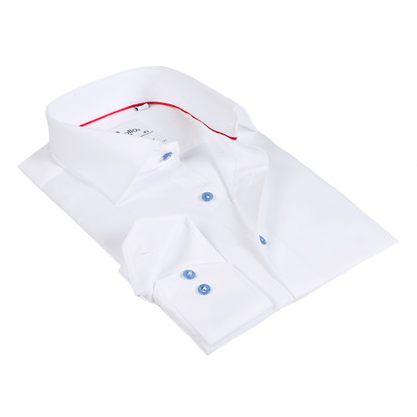 Peter Button-Up Shirt // White + Light Blue