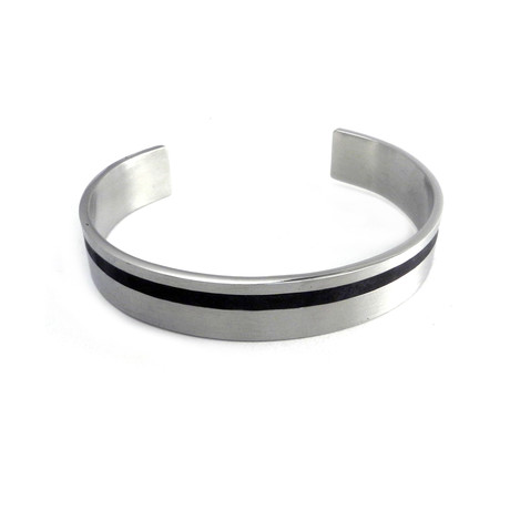 Stainless Steel Pinstripe Cuff Bracelet
