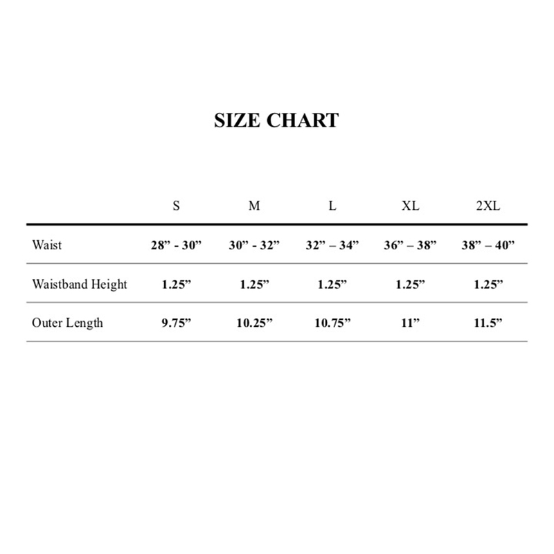 Walker Brief Size Chart