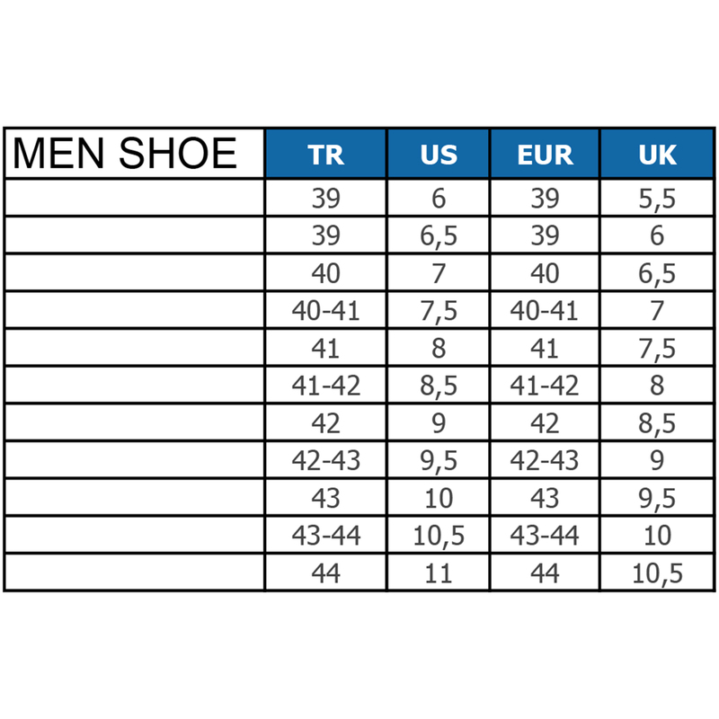 Webster Shoes Size Chart