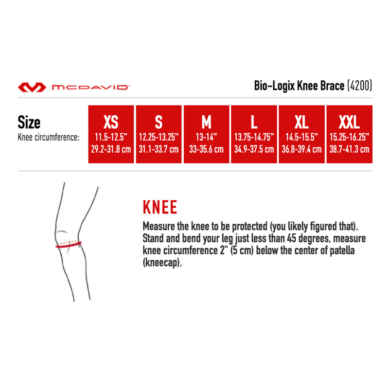 Shock Doctor Knee Brace Size Chart