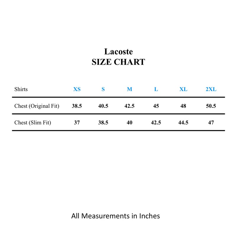 Lacoste Shirt Size Chart