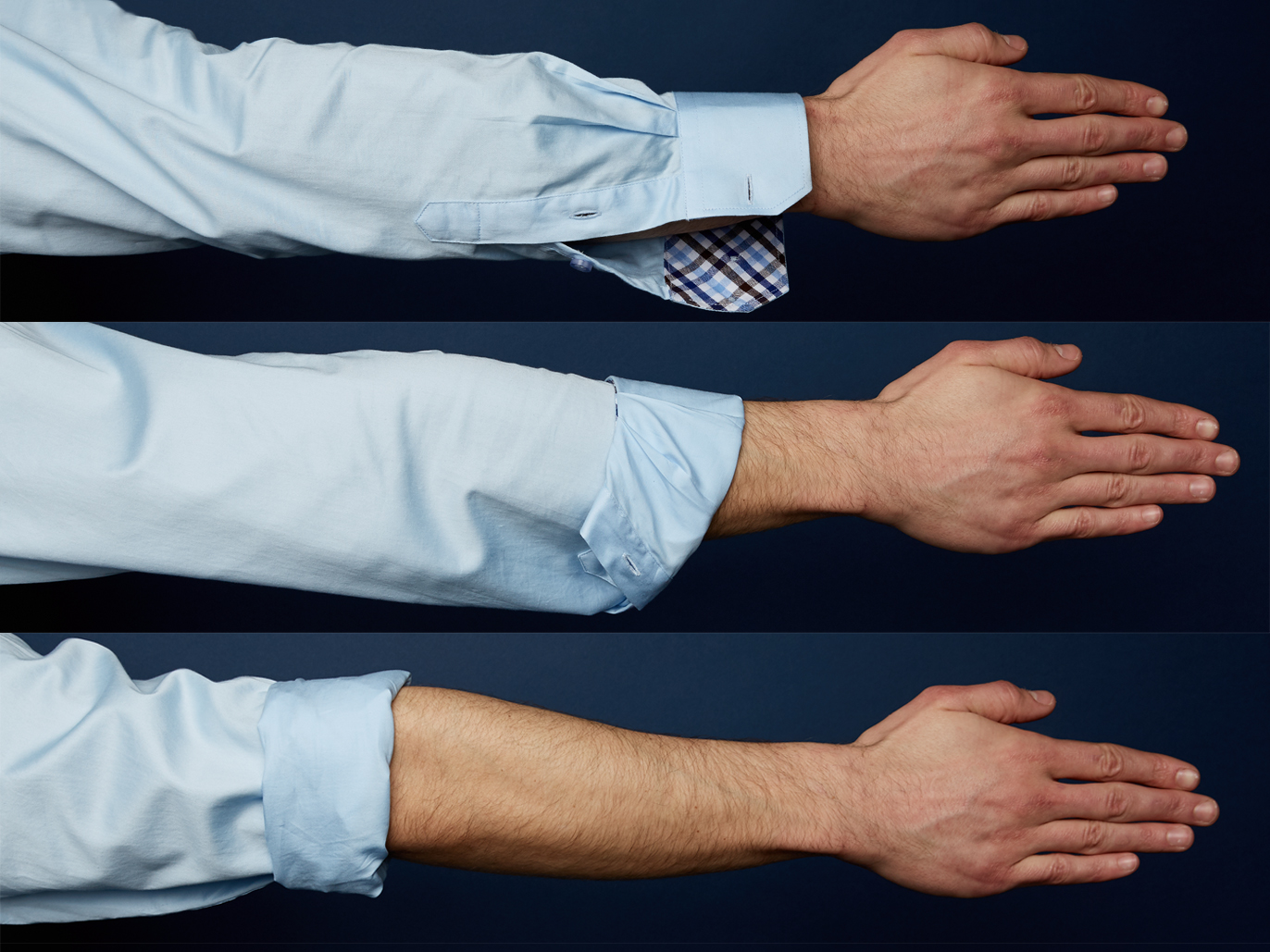 How to Roll Up Shirt Sleeves 1 Shirt, 2 Sleeves, 3 Ways to Roll