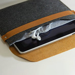 iPad Sleeve // Brown Leather w/ Charcoal Wool