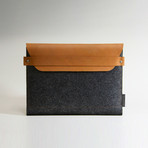 iPad Sleeve // Brown Leather w/ Charcoal Wool
