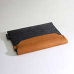 iPad Sleeve // Brown Leather w/ Charcoal Wool