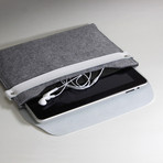 iPad Sleeve // White Leather w/ Grey Wool