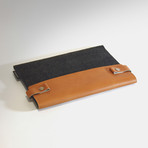 iPad Sleeve w/ Side-Clip // Brown Leather w/ Charcoal Wool