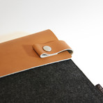 iPad Sleeve w/ Side-Clip // Brown Leather w/ Charcoal Wool