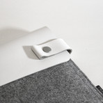 iPad Sleeve w/ Side-Clip // White Leather w/ Grey Wool