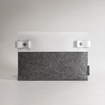 iPad Sleeve w/ Side-Clip // White Leather w/ Grey Wool