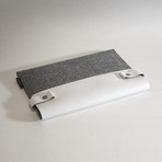 iPad Sleeve w/ Side-Clip // White Leather w/ Grey Wool