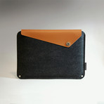 Slanted MacBook Pro Sleeve // Brown Leather w/ Charcoal Wool (17" MacBook Pro)